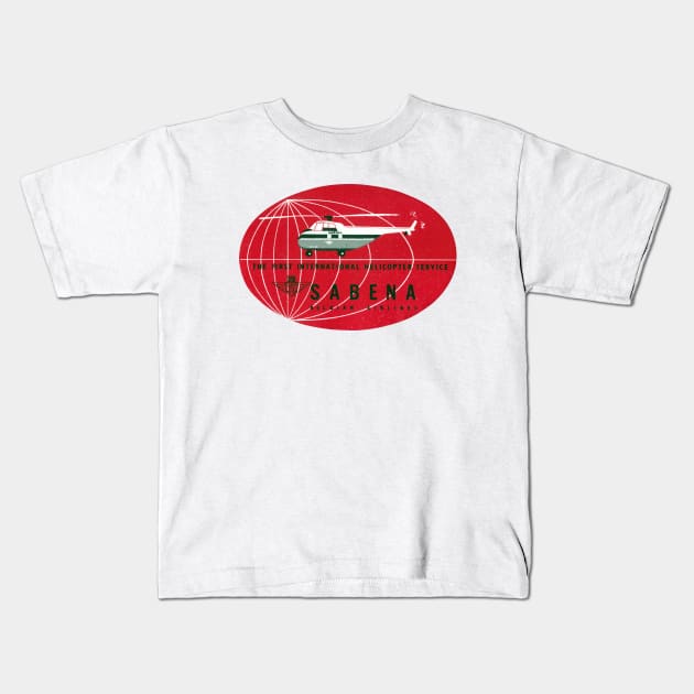 1953 Sabena Helicopter Service Kids T-Shirt by historicimage